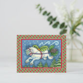 CARTE POSTALE PONY PULLING PINECONE SLEIGH DE NOËL VOLANT (Debout devant)