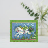 CARTE POSTALE PONY PULLING PINECONE SLEIGH DE NOËL VOLANT (Debout devant)