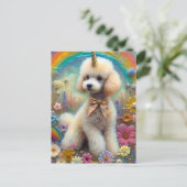 Carte Postale Poodle adorable Corne d'or Unicorne (Debout devant)