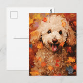 Carte Postale Poodle Automne Action de grâce (Devant / Derrière)