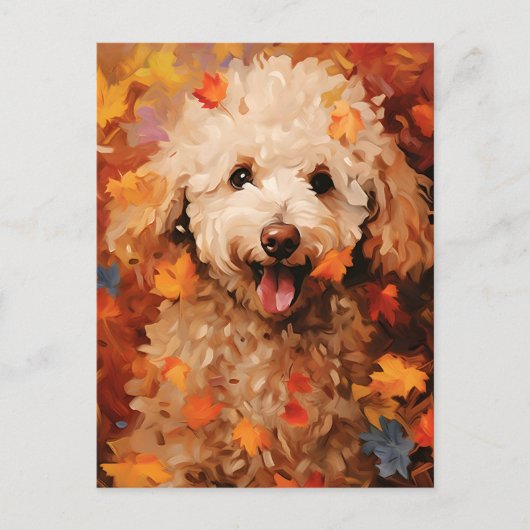 Carte Postale Poodle Automne Action de grâce (Devant)