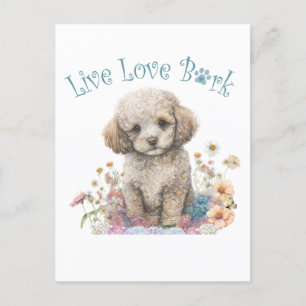 Carte Postale Poodle Chien Maman Floral