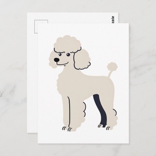 Carte Postale Poodle Chien mignon peint (Devant / Derrière)