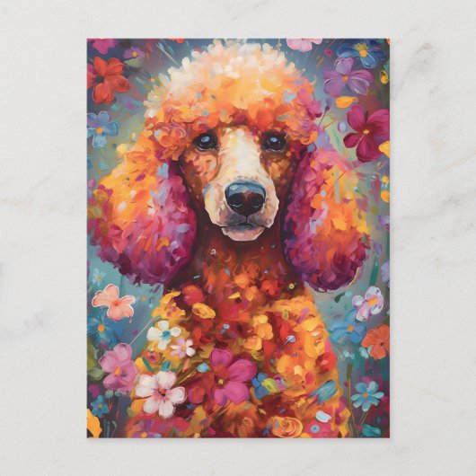 Carte Postale Poodle coloré (Devant)