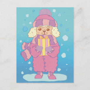 Carte Postale Poodle de Noël