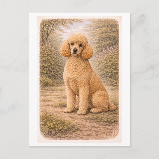 Carte Postale Poodle de style vintage (Devant)