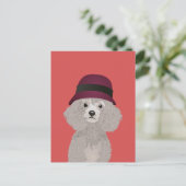 Carte Postale Poodle doux avec Cloche pour les parents de canich (Debout devant)