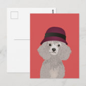 Carte Postale Poodle doux avec Cloche pour les parents de canich (Devant / Derrière)