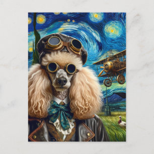 Carte Postale Poodle en vapeur Van Gogh
