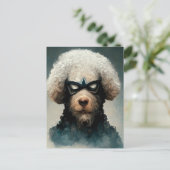 Carte Postale Poodle habillé Comme Chien Superhero (Debout devant)