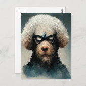 Carte Postale Poodle habillé Comme Chien Superhero (Devant / Derrière)