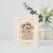 Carte Postale Poodle Miniature Toy Apricot Crème Chien Brown Art (Debout devant)