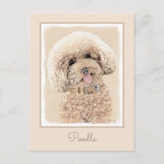 Carte Postale Poodle Miniature Toy Apricot Crème Chien Brown Art (Devant)