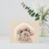 Carte Postale Poodle Miniature Toy Apricot Crème Chien Brown Art (Debout devant)