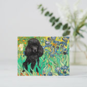 Carte Postale Poodle (noir 1) - Irises (Debout devant)