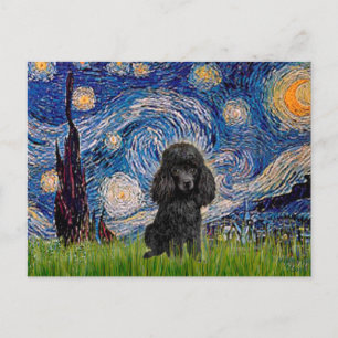 Carte Postale Poodle (noir 1) - Nuit étoilée
