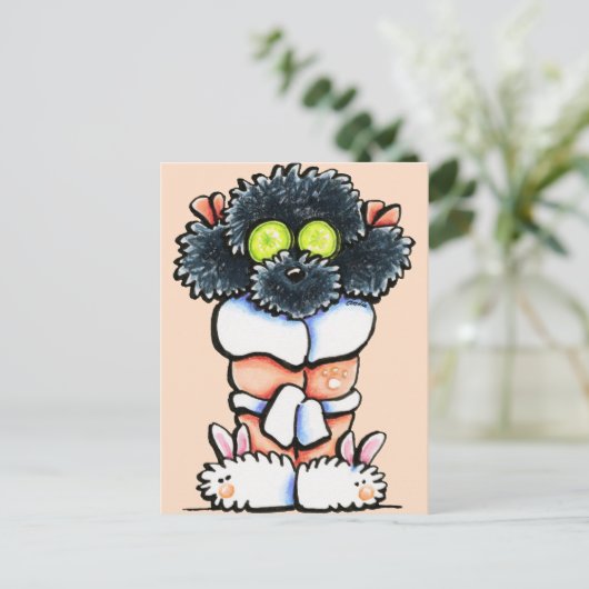 Carte Postale Poodle noir spa (Debout devant)