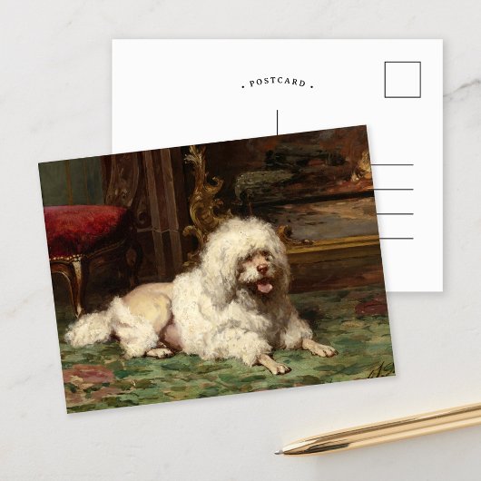 Carte Postale Poodle posé sur le coeur | École de français