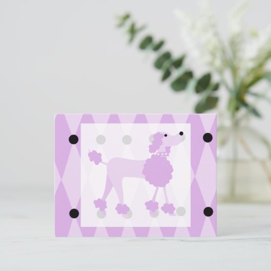 Carte Postale Poodle pourpre (Debout devant)