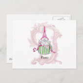 Carte Postale Poodles Tour Eiffel rose dans Hatbox (Devant / Derrière)