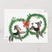 Carte Postale Poodles Vintages rétro en Wreath Design (Devant / Derrière)