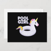 Carte Postale Pool Girl Unicorn Float Party Summer Vacances (Devant / Derrière)