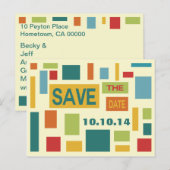 Carte postale Pop Art Abstrait Enregistrer La Date (Devant / Derrière)