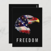 Carte Postale Pop Art American Flag Eagle Freedom Patriot (Devant / Derrière)