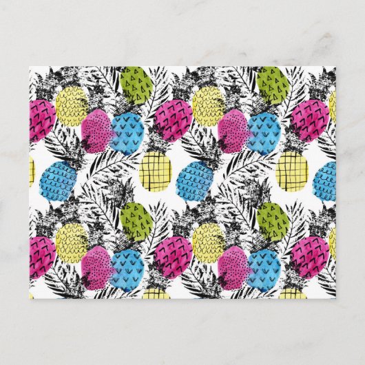 Carte Postale Pop Art Ananas Et Palm Feuilles 2 (Devant)