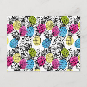 Carte Postale Pop Art Ananas Et Palm Feuilles 2