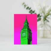 Carte Postale Pop Art Big Ben Londres Voyage rose Vert (Debout devant)