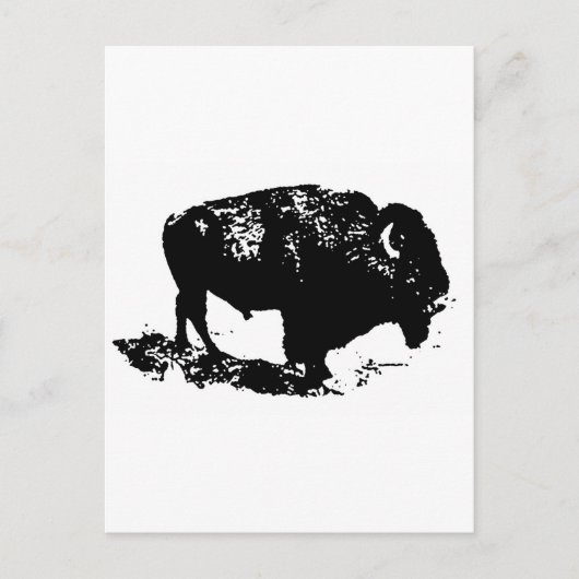 Carte Postale Pop Art Black White Buffalo Bison Silhouette (Devant)