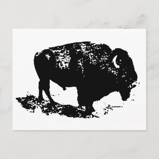 Carte Postale Pop Art Black White Buffalo Bison Silhouette (Devant)