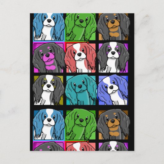Carte Postale Pop Art Cavalier King Charles Spaniel (Devant)