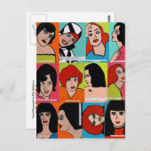 Carte Postale Pop Art Collage des gens (Devant / Derrière)