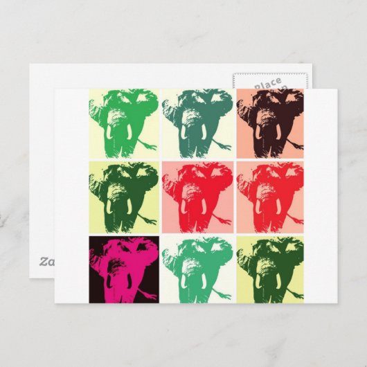 Carte Postale Pop Art Elephants (Devant / Derrière)