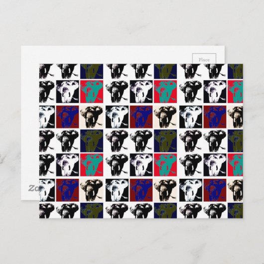 Carte Postale Pop Art Elephants (Devant / Derrière)