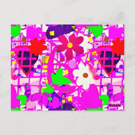 Carte Postale Pop art fleurs vives (Dos)
