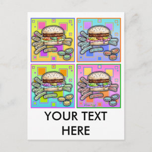 Carte Postale Pop Art HAMBURGER POSTCARD