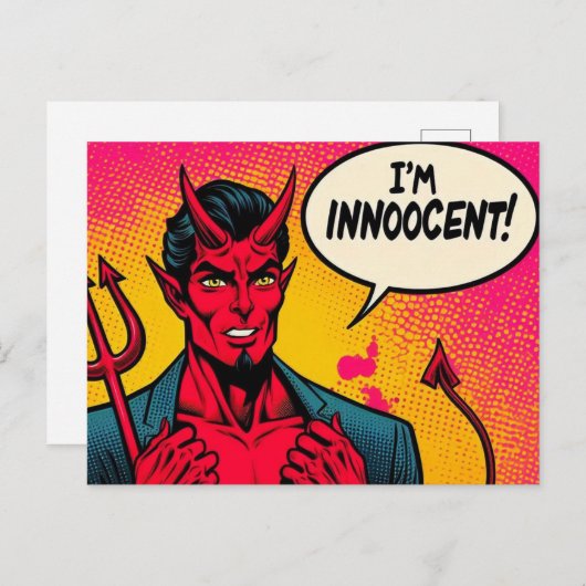 Carte Postale Pop Art Innoocent Devil Comic (Devant / Derrière)