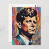 Carte Postale Pop Art Jack JFK John F. Kennedy (Devant / Derrière)