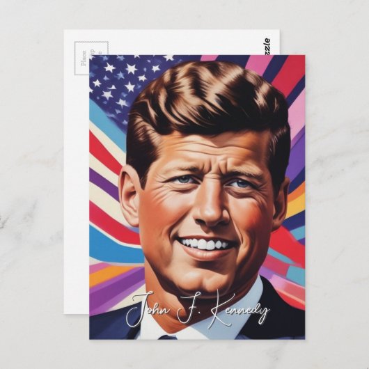 Carte Postale Pop Art Jack JFK John F. Kennedy (Devant / Derrière)