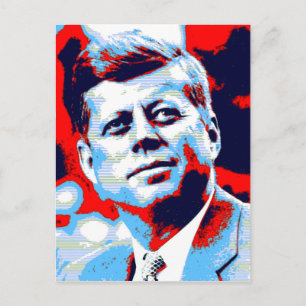 Carte Postale Pop Art JFK John F. Kennedy Red Blue