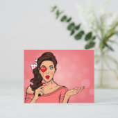 Carte Postale Pop Art Lady Heart Lollipop Valentine (Debout devant)