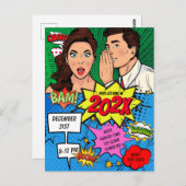 Carte Postale Pop Art New Years Eve Party Comic (Devant / Derrière)