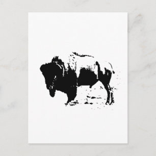 Carte Postale Pop Art noir et blanc Buffalo Silhouette