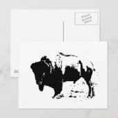 Carte Postale Pop Art noir et blanc Buffalo Silhouette (Devant / Derrière)