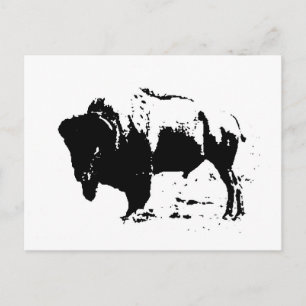 Carte Postale Pop Art noir et blanc Buffalo Silhouette