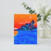 Carte Postale Pop Art Plage Exotique Palmiers (Debout devant)