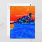 Carte Postale Pop Art Plage Exotique Palmiers (Devant / Derrière)